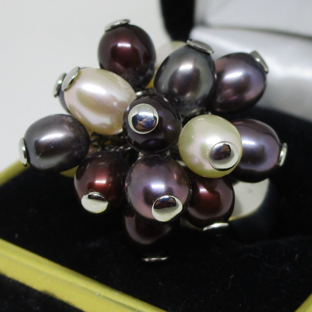 Stainless Steel Grape Cluster Ring - Gem